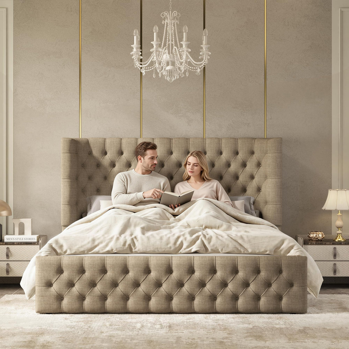 Cal King Bed Frame with Sleigh Headboard & Footboard J8158