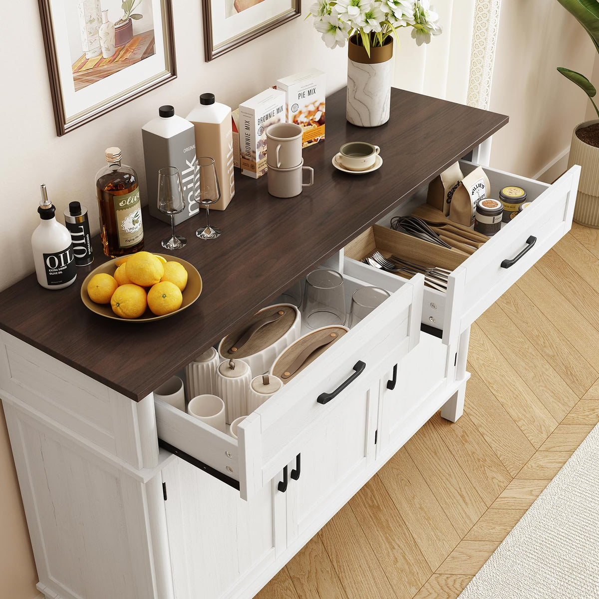 48 Inch Off White Buffet Cabinet with Storage D33882