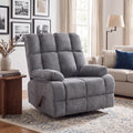 Oversized Chenille Grey Swivel Rocker Recliner O872