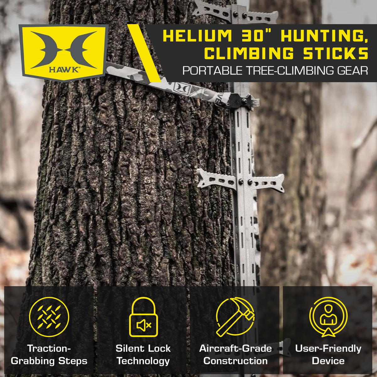 1-Person Tree Stand Platform & Set of 3 Climbing Sticks with Fold-Up Steps N4291