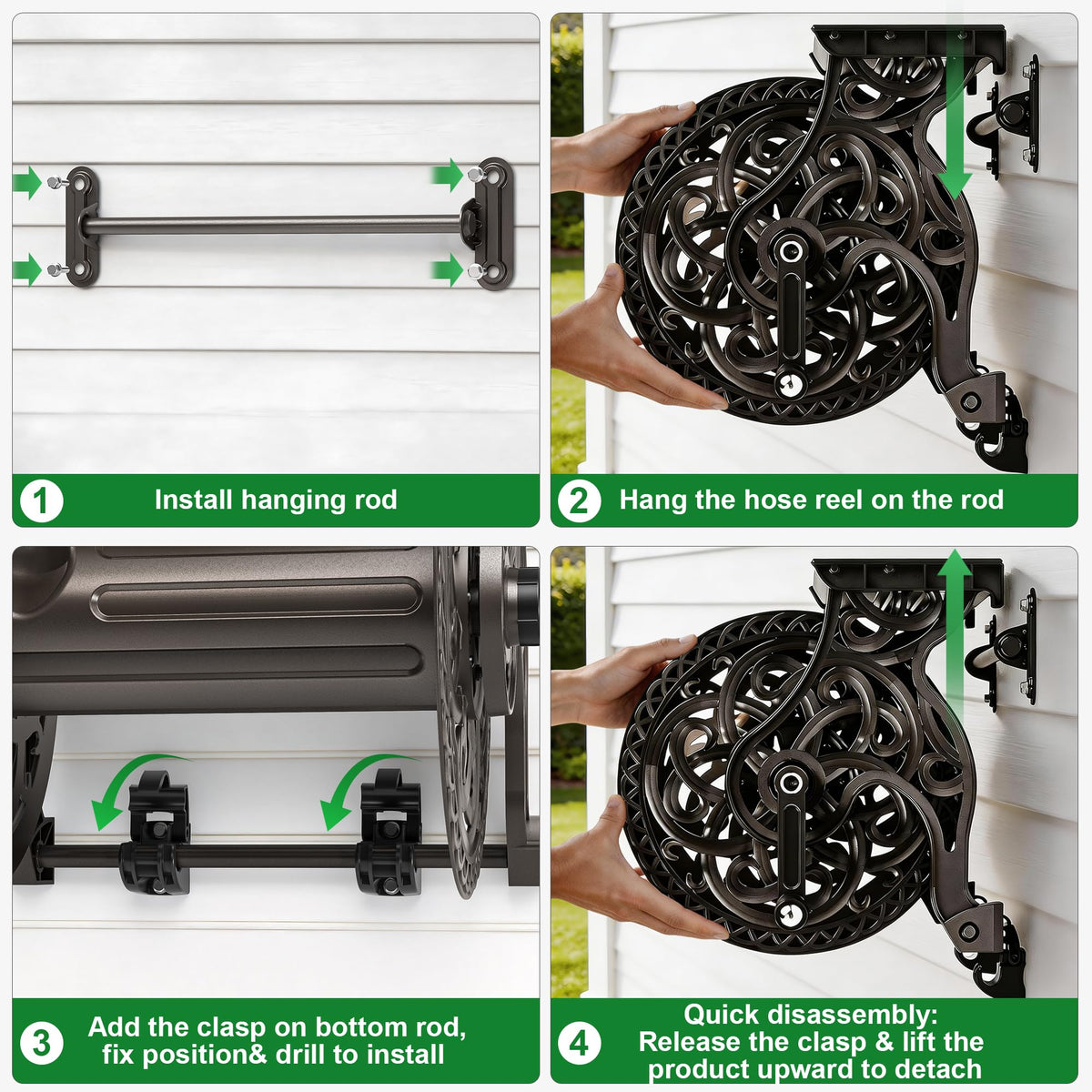 Wall Mount Metal Garden Hose Reel J7337