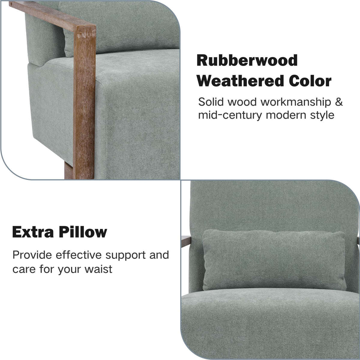 Green Swivel Accent Arm Chair Set of 2 with Solid Wood Base Y502716