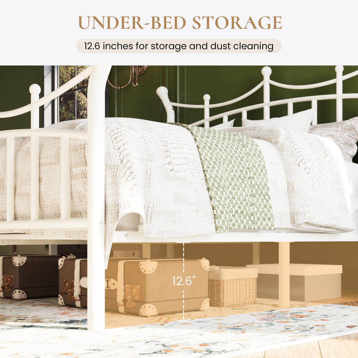 Twin Size White Metal Bed Frame F6098