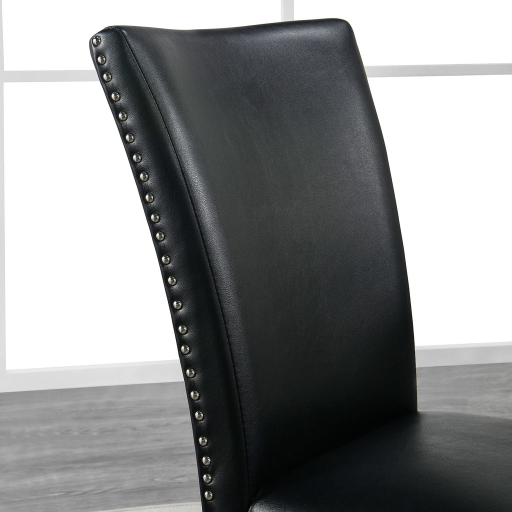 Black Leather Dining Chairs Set of 2 Q9939