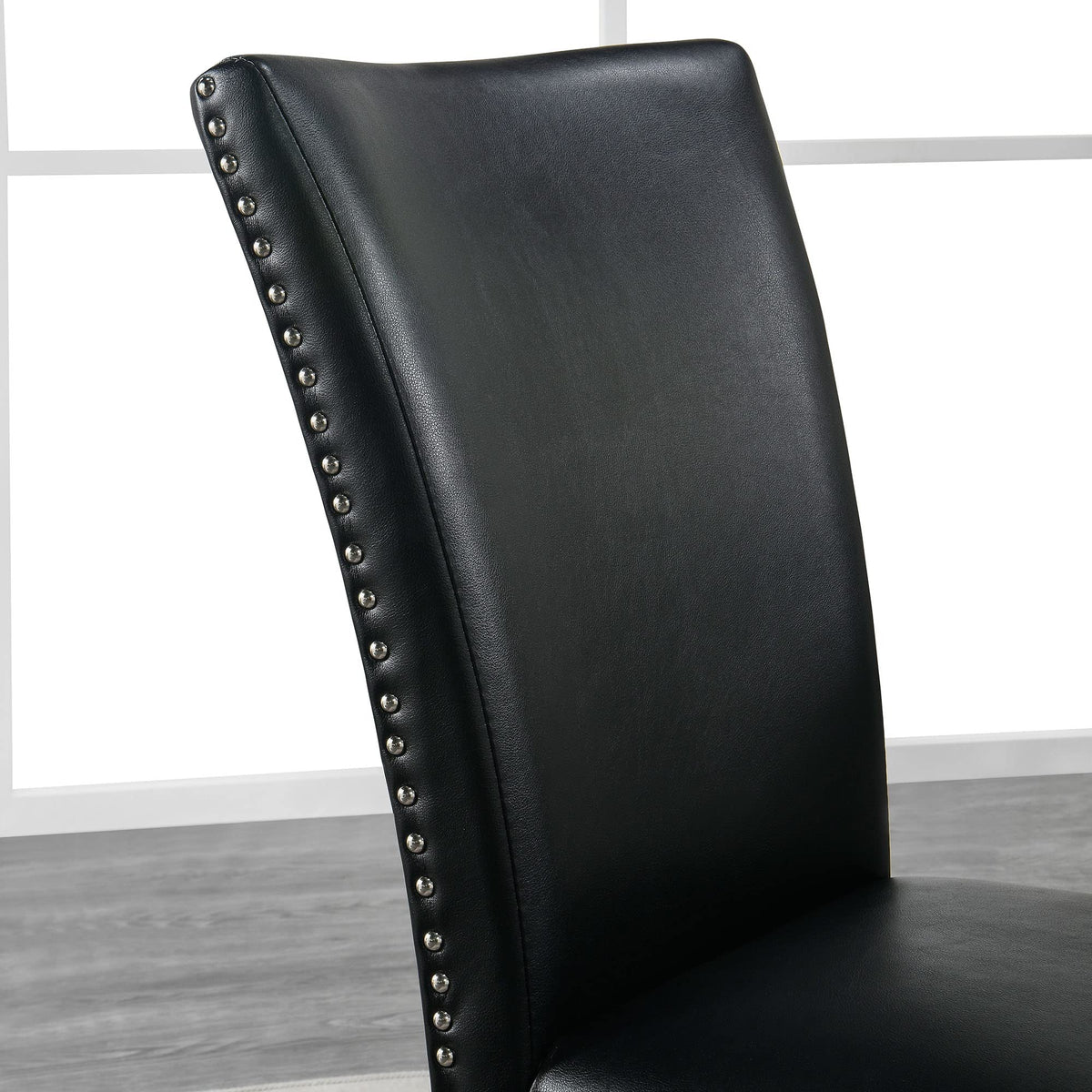 Black Leather Dining Chairs Set of 2 Q9939