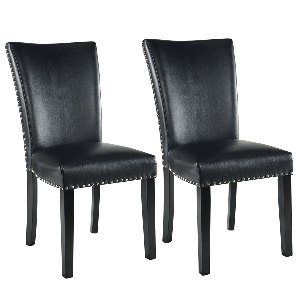 Black Leather Dining Chairs Set of 2 Q9939