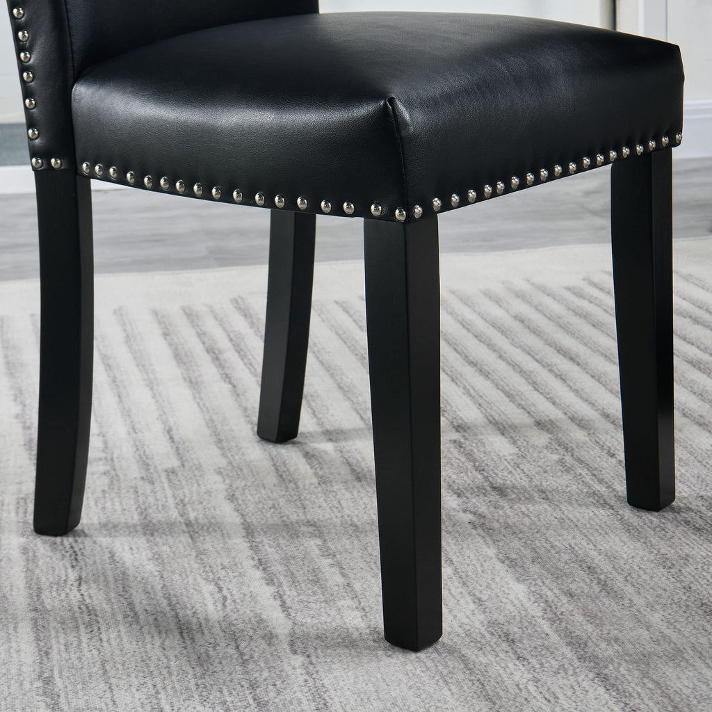 Black Leather Dining Chairs Set of 2 Q9939