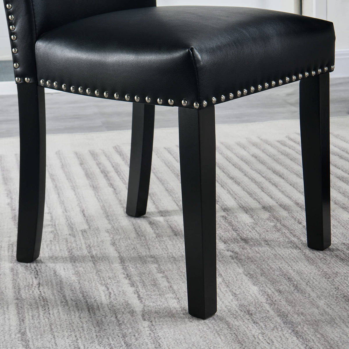 Black Leather Dining Chairs Set of 2 Q9939