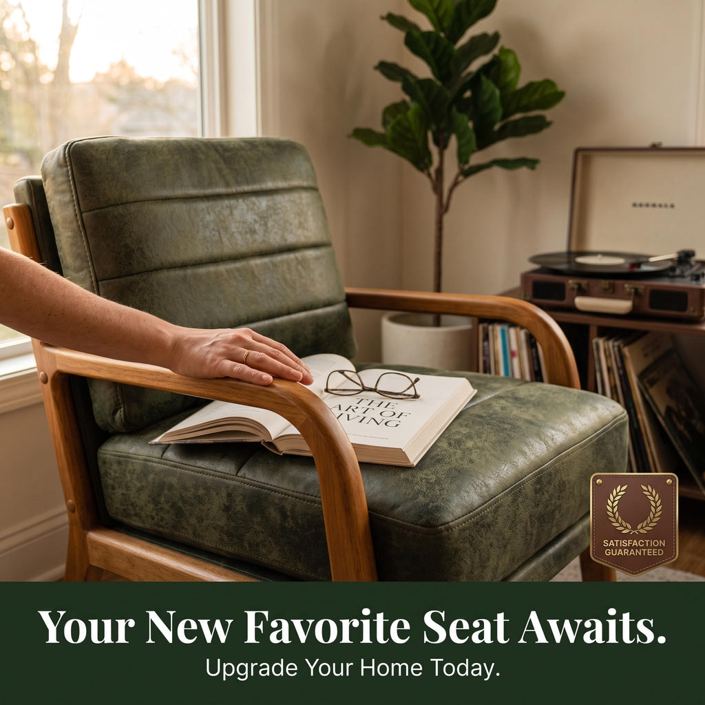Mid Century Modern Faux Leather Accent Chair Set of 2 C138874
