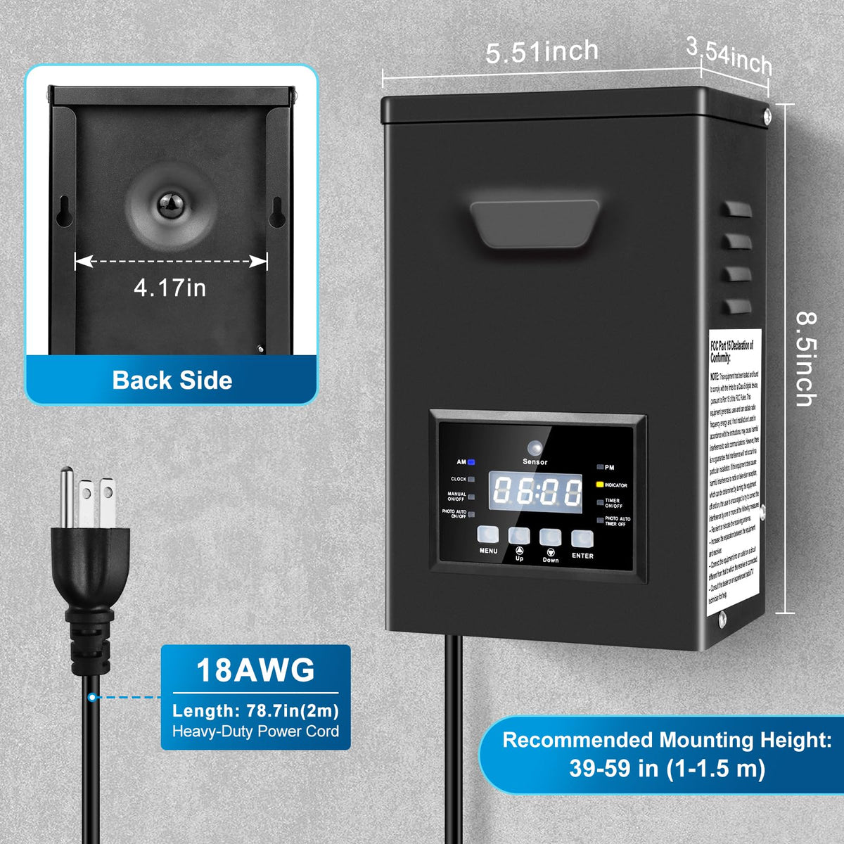 200W Low Voltage Landscape Transformer with Photocell Sensor & Timer E251
