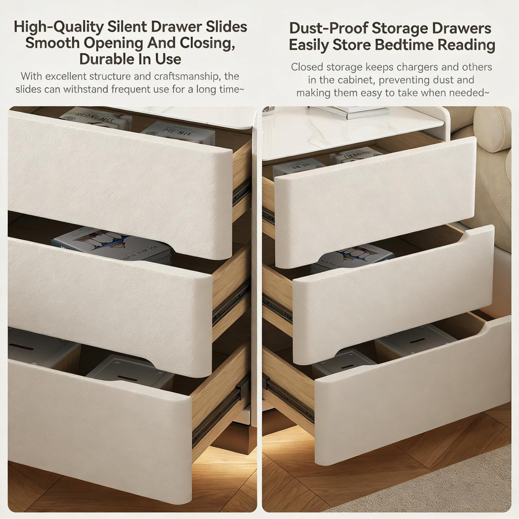 Dark Grey LED Nightstand with Wireless Charging Y331