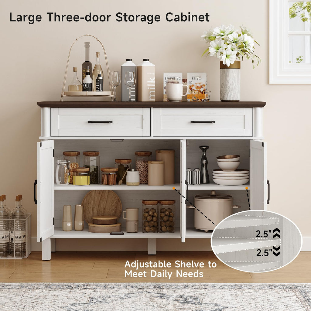 48 Inch Off White Buffet Cabinet with Storage D33882