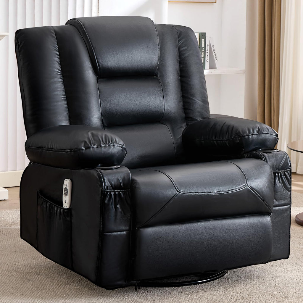 Massage Swivel Recliner Chair with Heat and Cup Holders E16444