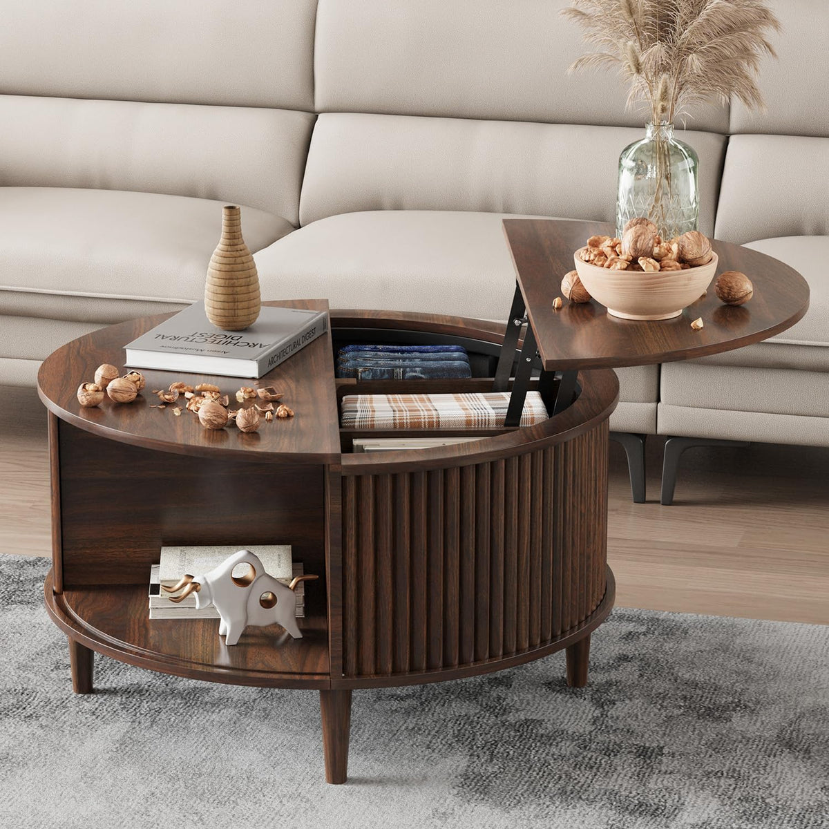 Round Lift Top Coffee Table with Storage B782647