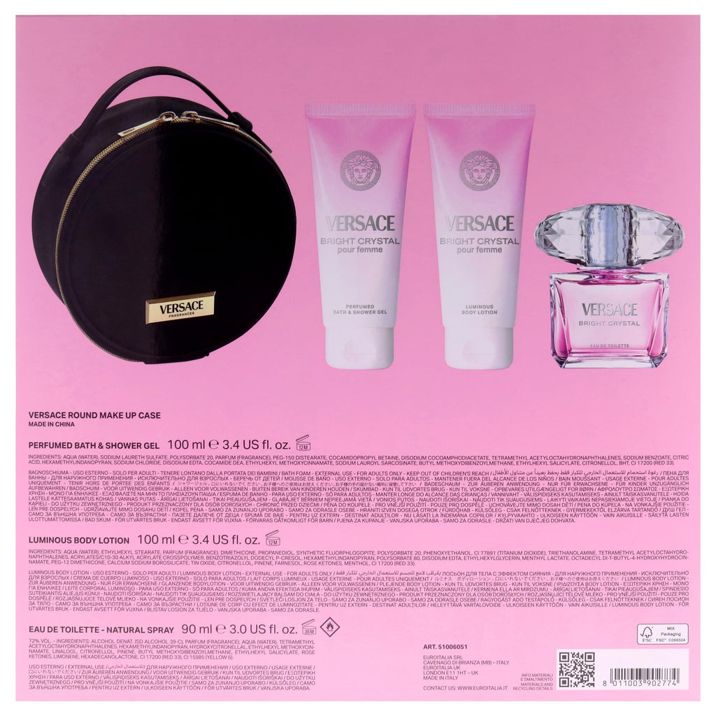 4 Pc Gift Set 3oz EDT Spray, 3.4oz Body Lotion, 3.4oz Shower Gel, Round Make Up Case X41001
