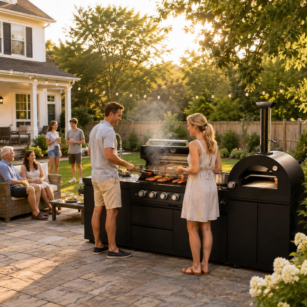 106" Propane BBQ Grill with Pizza Oven T720975
