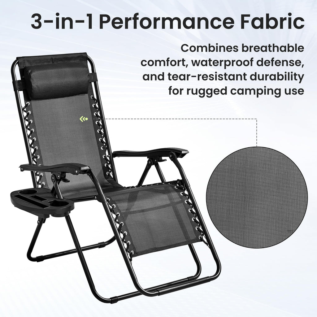 Black Set of 2 Zero Gravity Chairs with Cup Holder Tray D875334