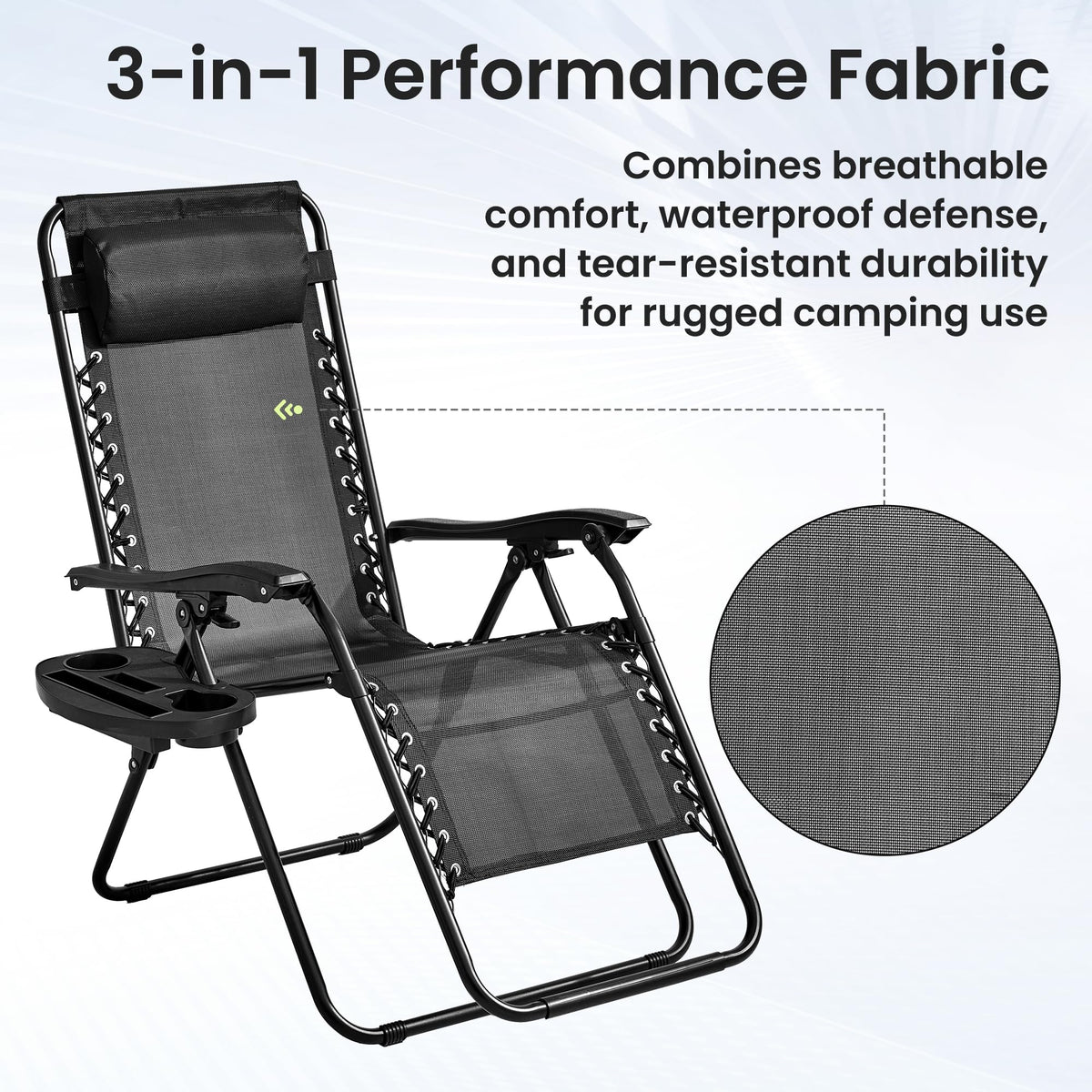 Black Set of 2 Zero Gravity Chairs with Cup Holder Tray D875334