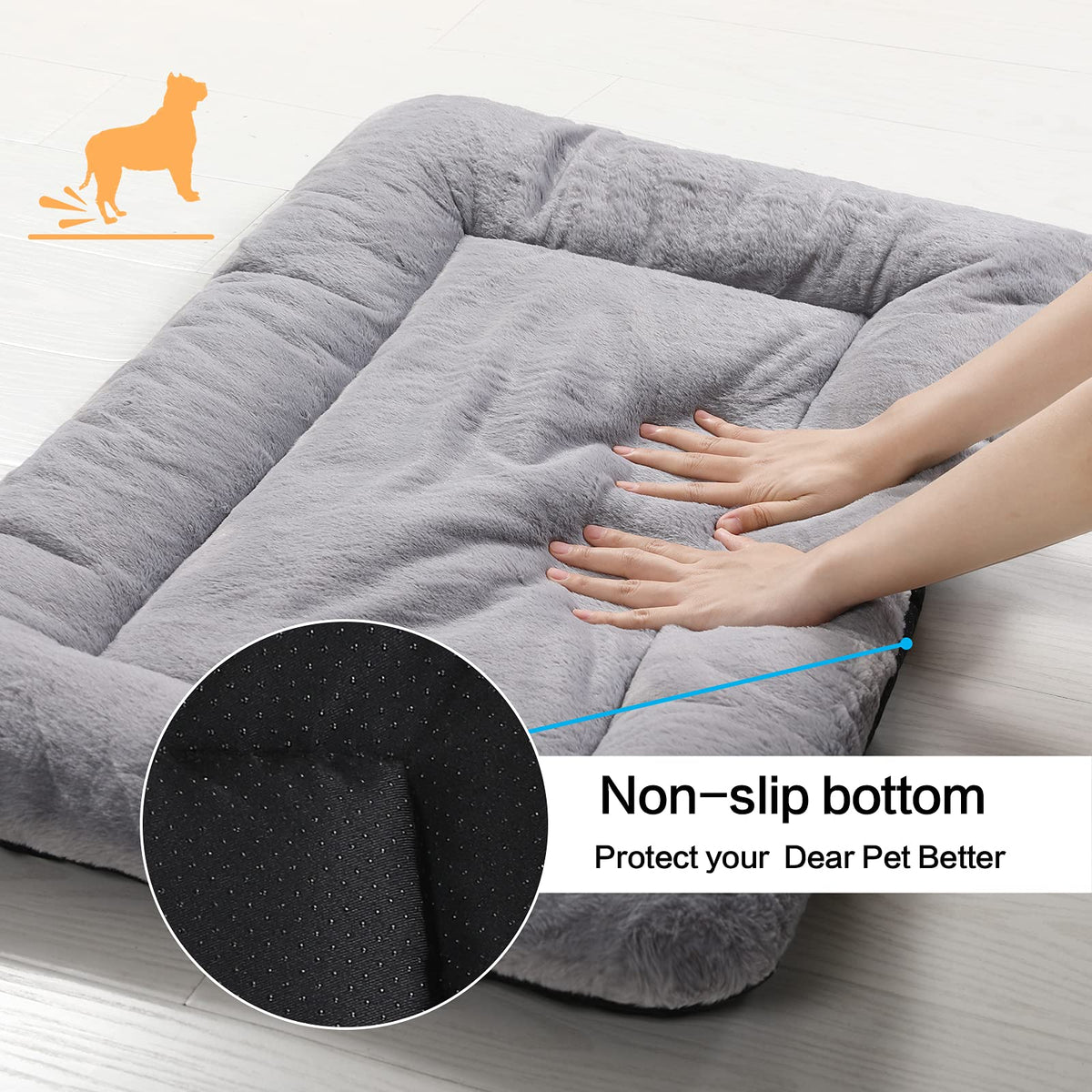 Washable Dog Crate Pad 36-Inch Gray O8577