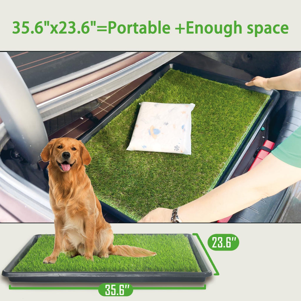 Reusable Artificial Grass Dog Loo System with Tray and Pee Pads, 35x23in F607252