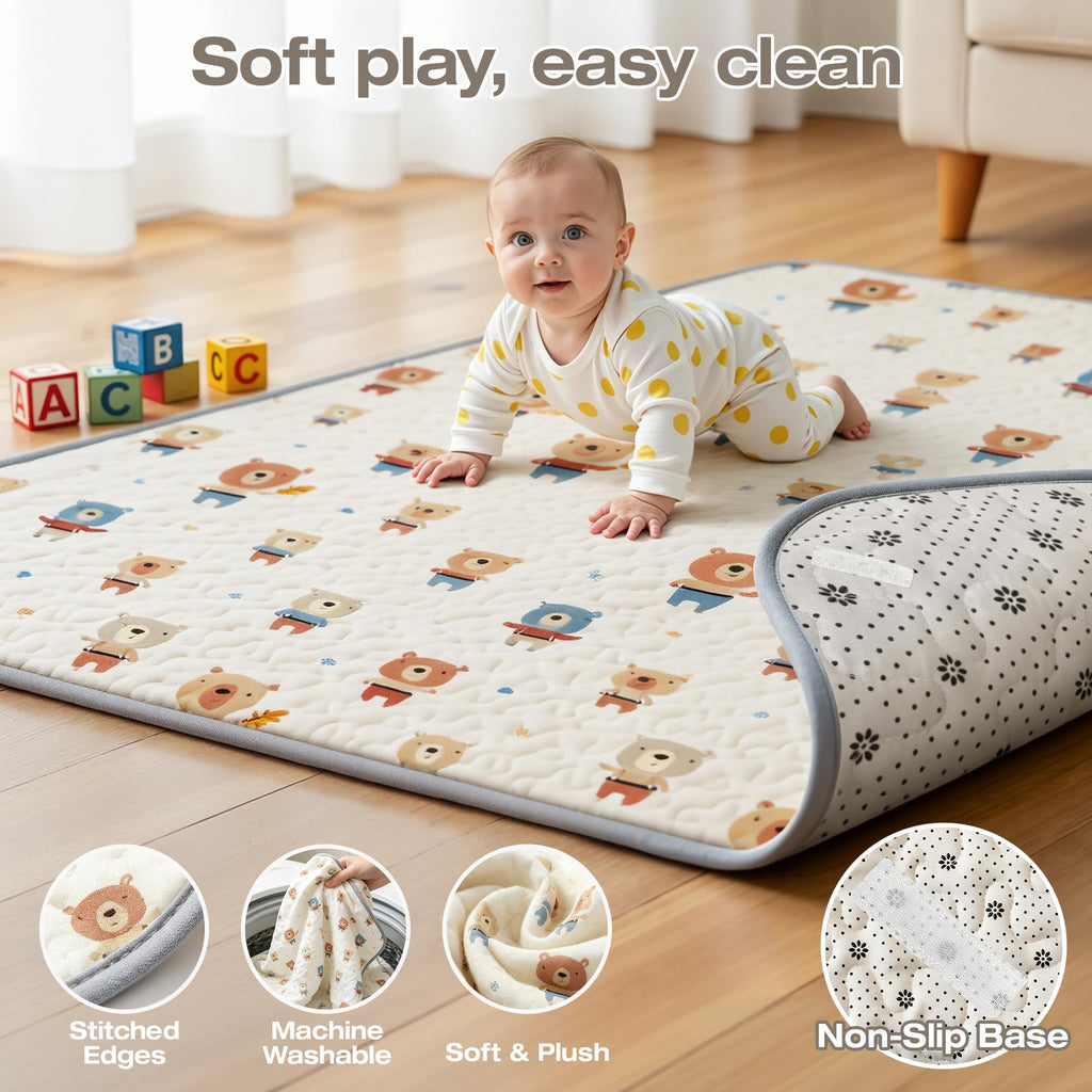 Baby Playpen with Mat, 47x47in Beige W75612