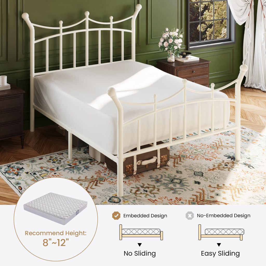 Twin Size White Metal Bed Frame F6098