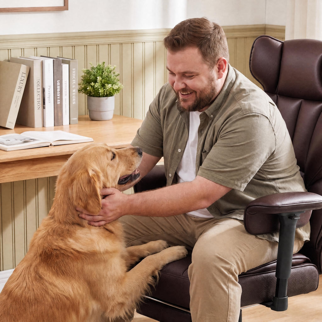Big and Tall Brown Ergonomic Office Chair with Footrest N2486