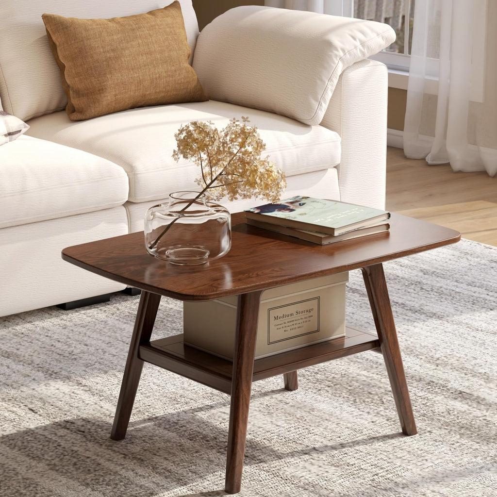 Solid Oak Coffee Table with Storage Shelf U51106