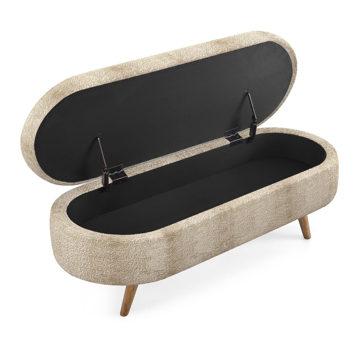 Oval Storage Bench with Rubber Wood Legs, Gray D403685
