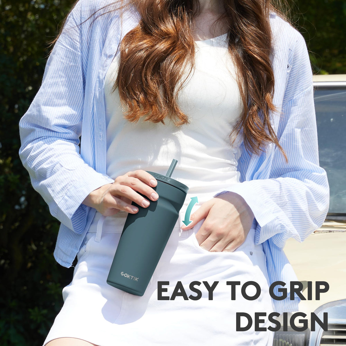 20oz Insulated Stainless Steel Tumbler with Lid and Straw Q3244