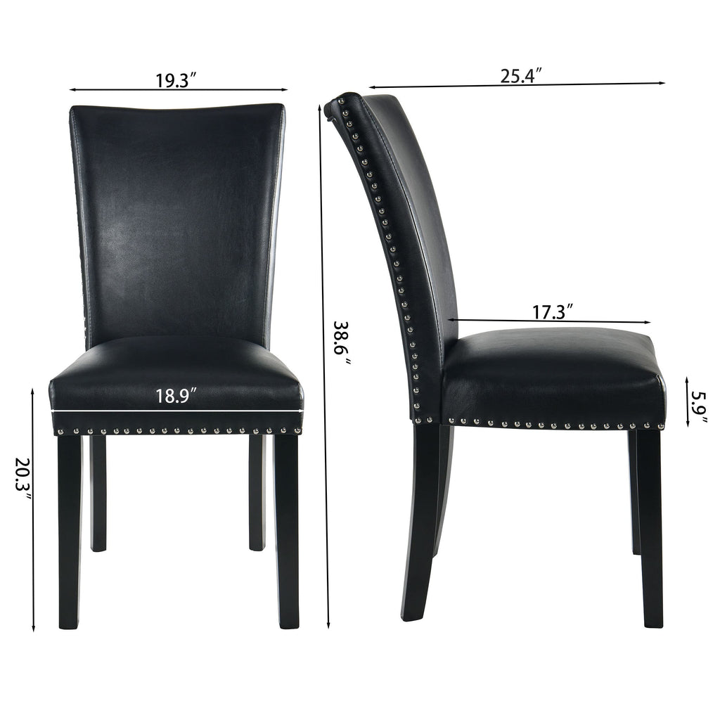 Black Leather Dining Chairs Set of 2 Q9939