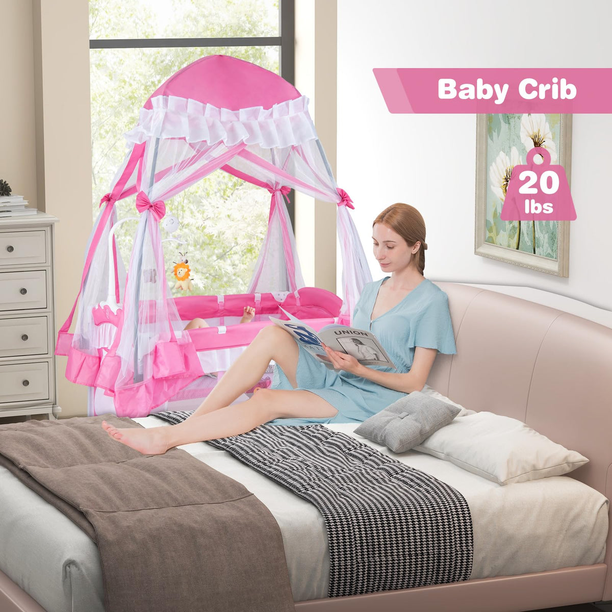 4-in-1 Baby Playard with Bassinet, Changing Table and Carry Bag Z8724