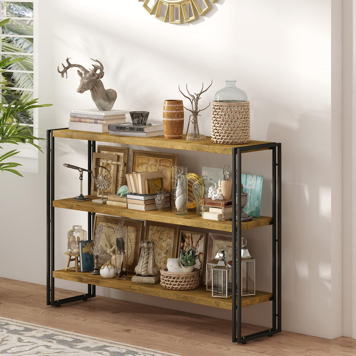 3-Tier Wood and Metal Bookshelf I293