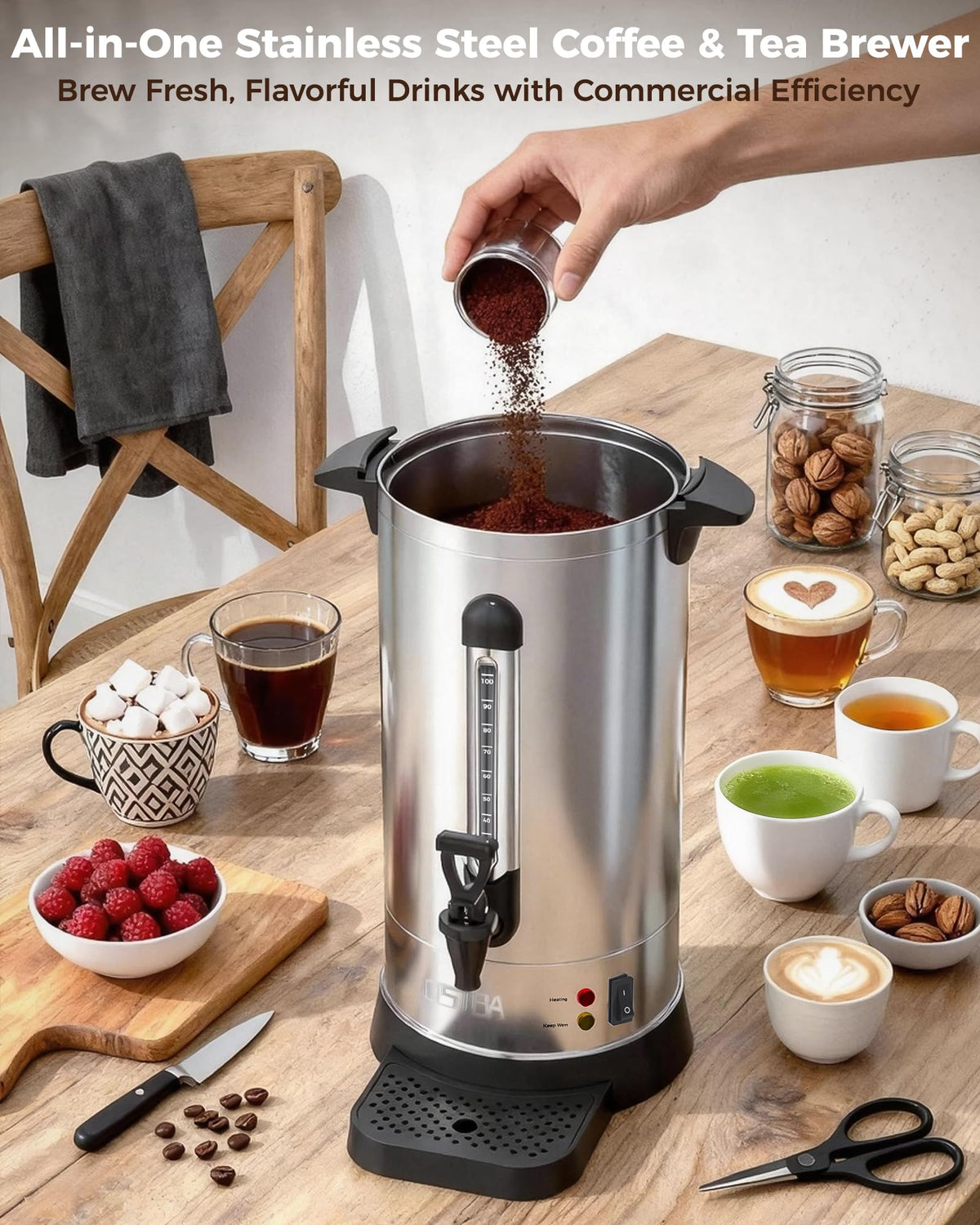 1500W 100 Cup Stainless Steel Commercial Coffee Urn X632
