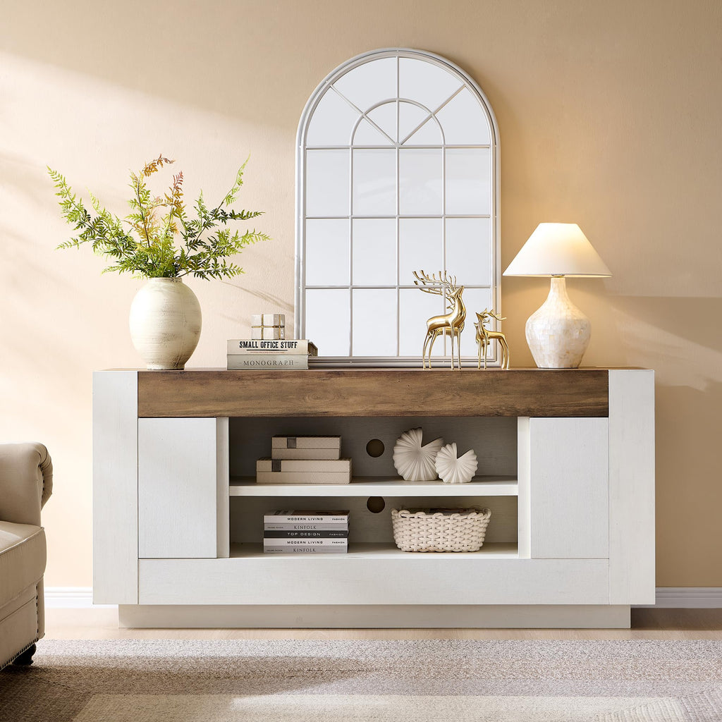 70" Antique White TV Stand A404