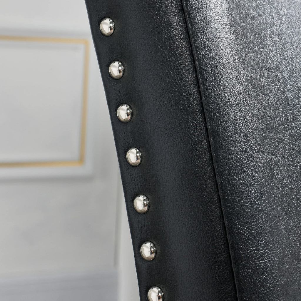 Black Leather Dining Chairs Set of 2 Q9939