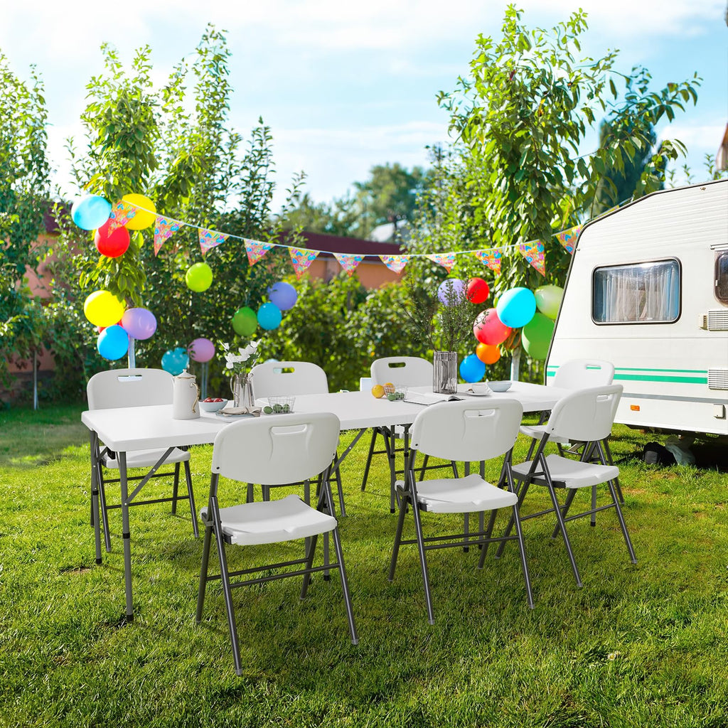 White Bi-Folding Portable Plastic Table E88746