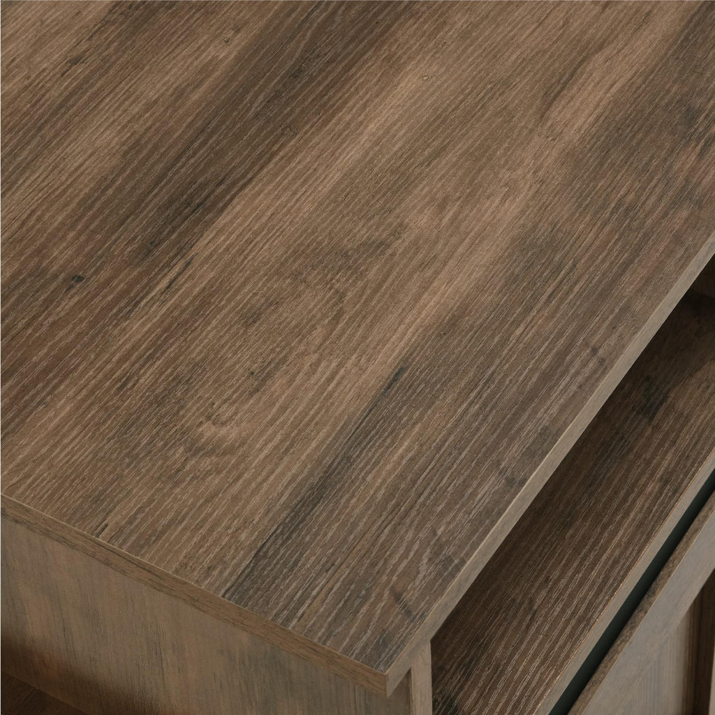 Natural Brown Wood TV Stand with Sliding Barn Door N783