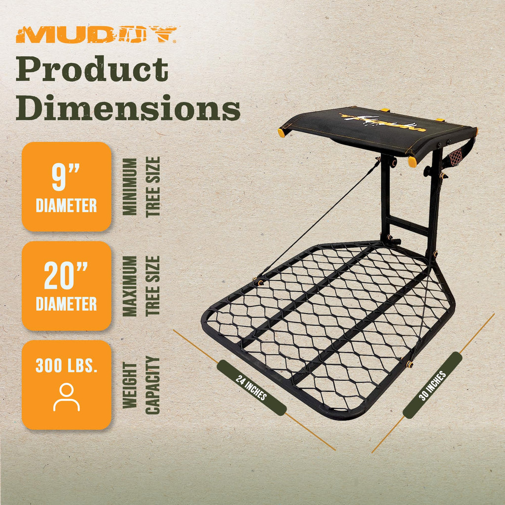 1-Person Tree Stand Platform & Set of 3 Climbing Sticks with Fold-Up Steps N4291