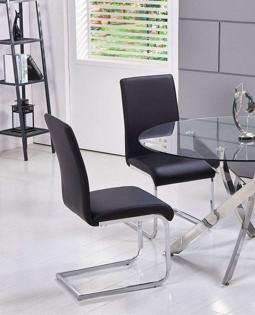 Black Faux Leather Dining Chairs Set of 2 T35864