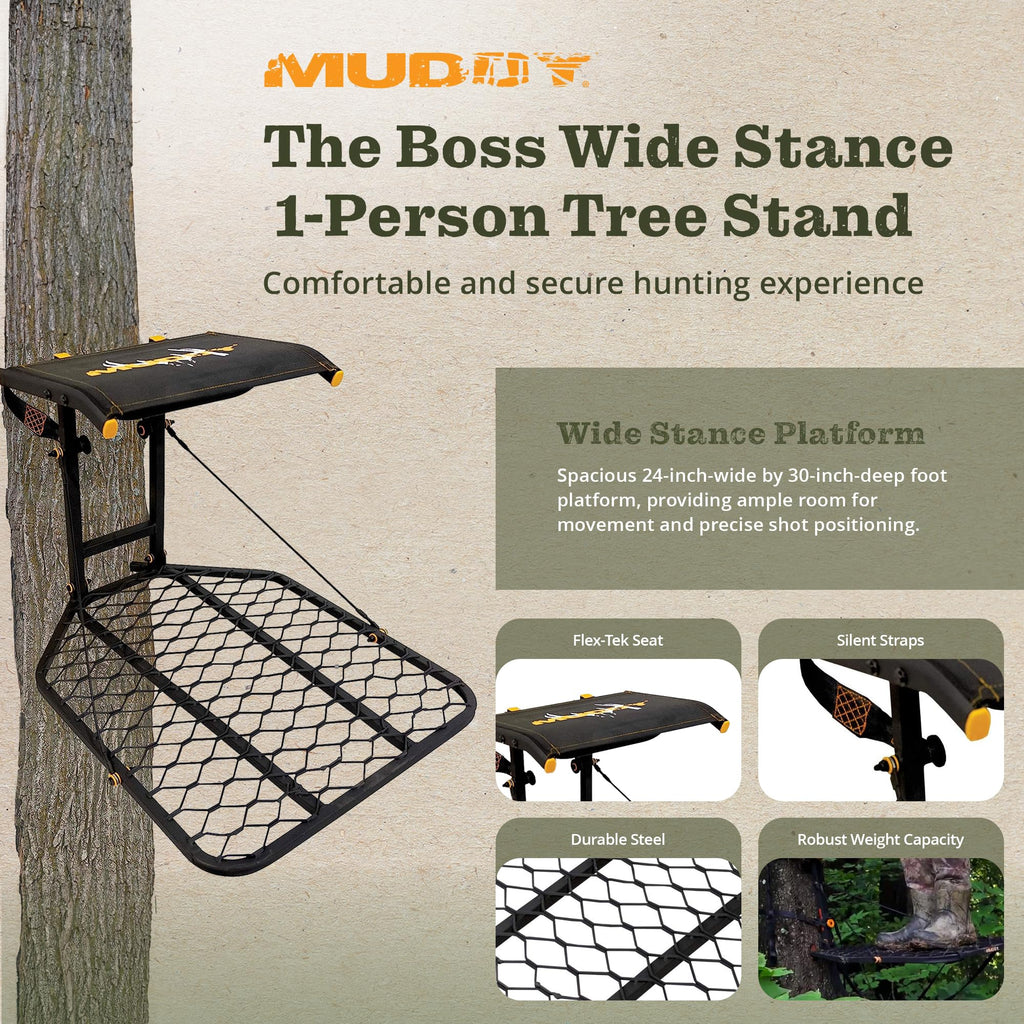 1-Person Tree Stand Platform & Set of 3 Climbing Sticks with Fold-Up Steps N4291