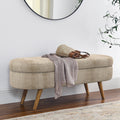 Oval Storage Bench with Rubber Wood Legs, Gray D403685
