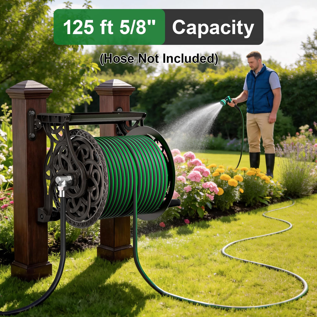 Wall Mount Metal Garden Hose Reel J7337